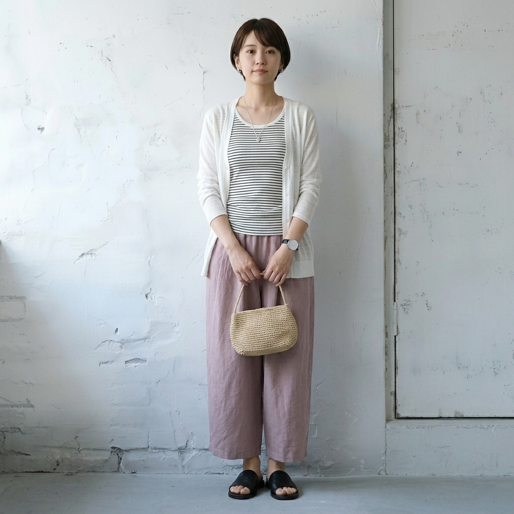 M-2XL 綿麻 ポケット付き 肌触り柔らかい  9分丈 ガウチョパンツ 2XL ピンク