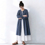 【コットン】M-2XL 新作発売！体型をカバー シンプル 無地 森ガール シャツワンピース M 写真通り01