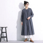 【コットン】M-2XL 新作発売！体型をカバー シンプル 無地 森ガール シャツワンピース 2XL 写真通り01