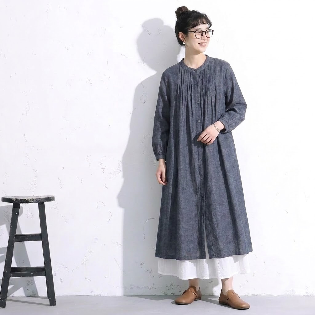 【コットン】M-2XL 新作発売！体型をカバー シンプル 無地 森ガール シャツワンピース 2XL 写真通り01