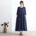 M-2XL 秋待ちのコットンリネンワンピース M ホワイト