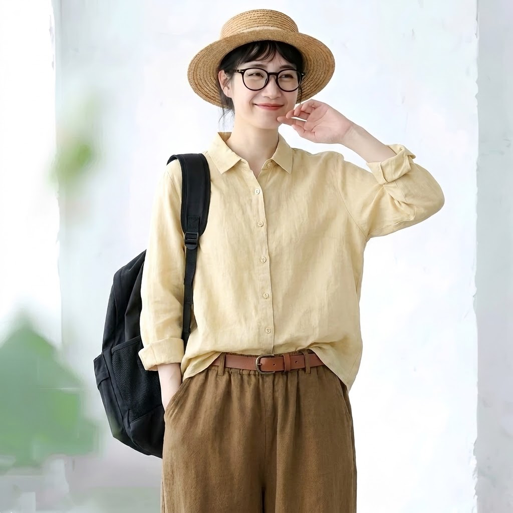 S-2XL レトロ ルーズなシルエット カジュアル ロングスリーブ 季節の変わり目 シャツ 2XL イエロー