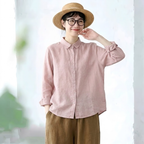 S-2XL レトロ ルーズなシルエット カジュアル ロングスリーブ 季節の変わり目 シャツ 2XL ピンク