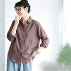 S-2XL レトロ ルーズなシルエット カジュアル ロングスリーブ 季節の変わり目 シャツ 2XL あずきいろ