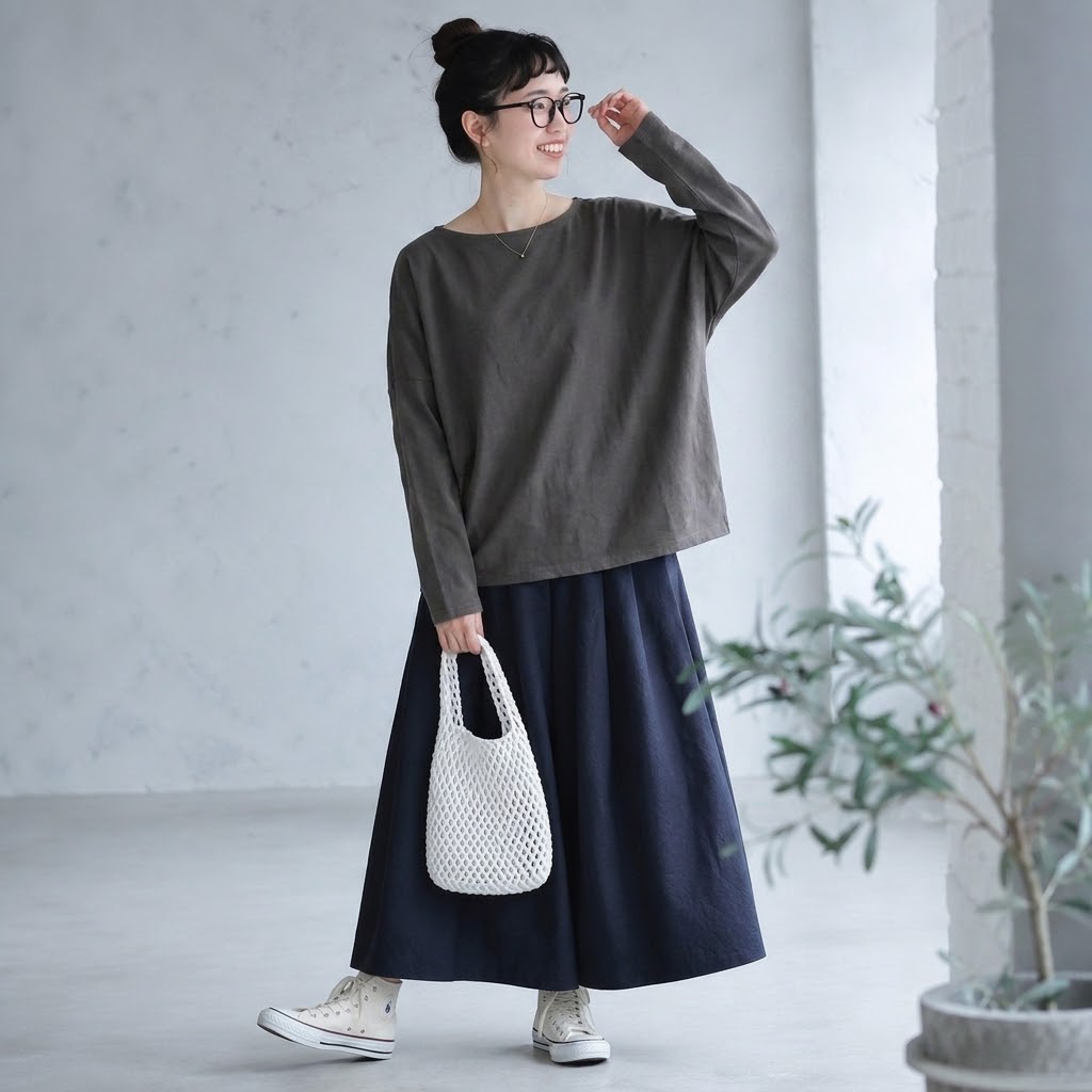 ML 丸襟 ゆったり ロングスリーブ インナー 心地よい気候 Ｔシャツ M ホワイト