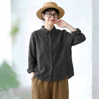 S-2XL レトロ ルーズなシルエット カジュアル ロングスリーブ 季節の変わり目 シャツ 2XL ブラック