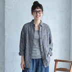 S-2XL チェック柄 ゆったり ルーズ感 ロングスリーブ 晩夏から秋 シャツ 2XL ブルー