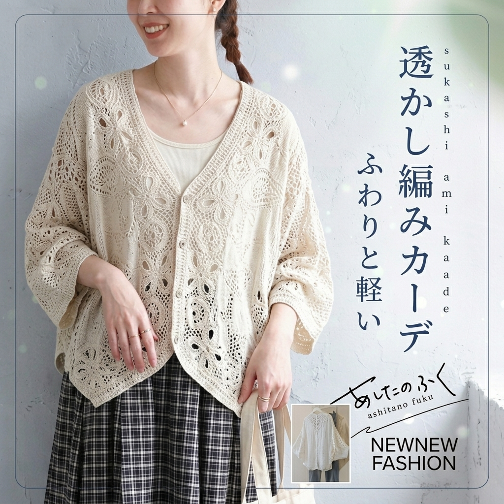 F 羽織シャツ 軽やかコットンレース 透かし編み ゆったり シンプル 万能コーデ フリー アプリコット