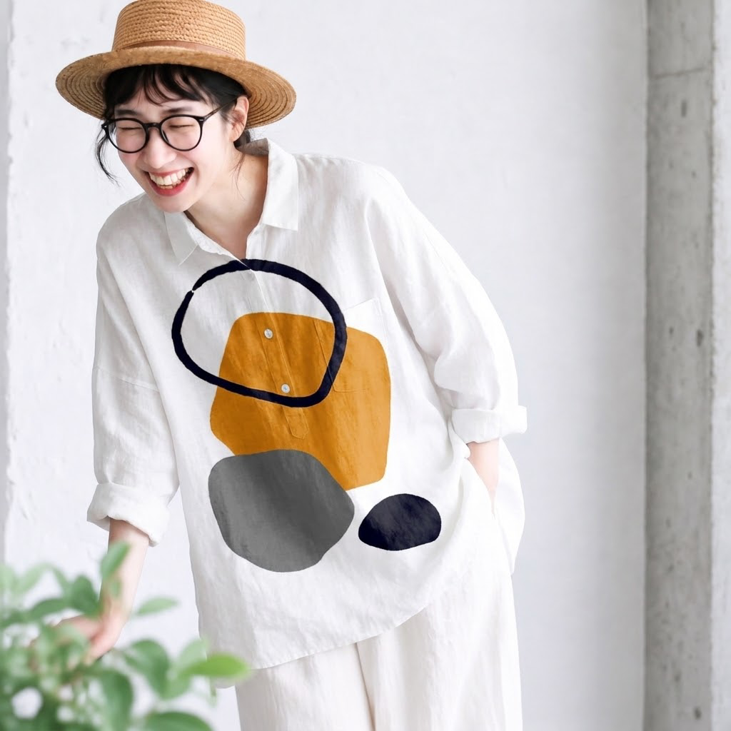S-5XL シンプルコーデにアクセント 幾何柄シャツ 5XL 写真通り2