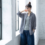 S-2XL チェック柄 ゆったり ルーズ感 ロングスリーブ 晩夏から秋 シャツ S ブルー