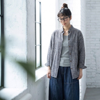 S-2XL チェック柄 ゆったり ルーズ感 ロングスリーブ 晩夏から秋 シャツ S ブルー