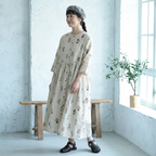 M-2XL Aライン プリント ワンピ M 写真通り
